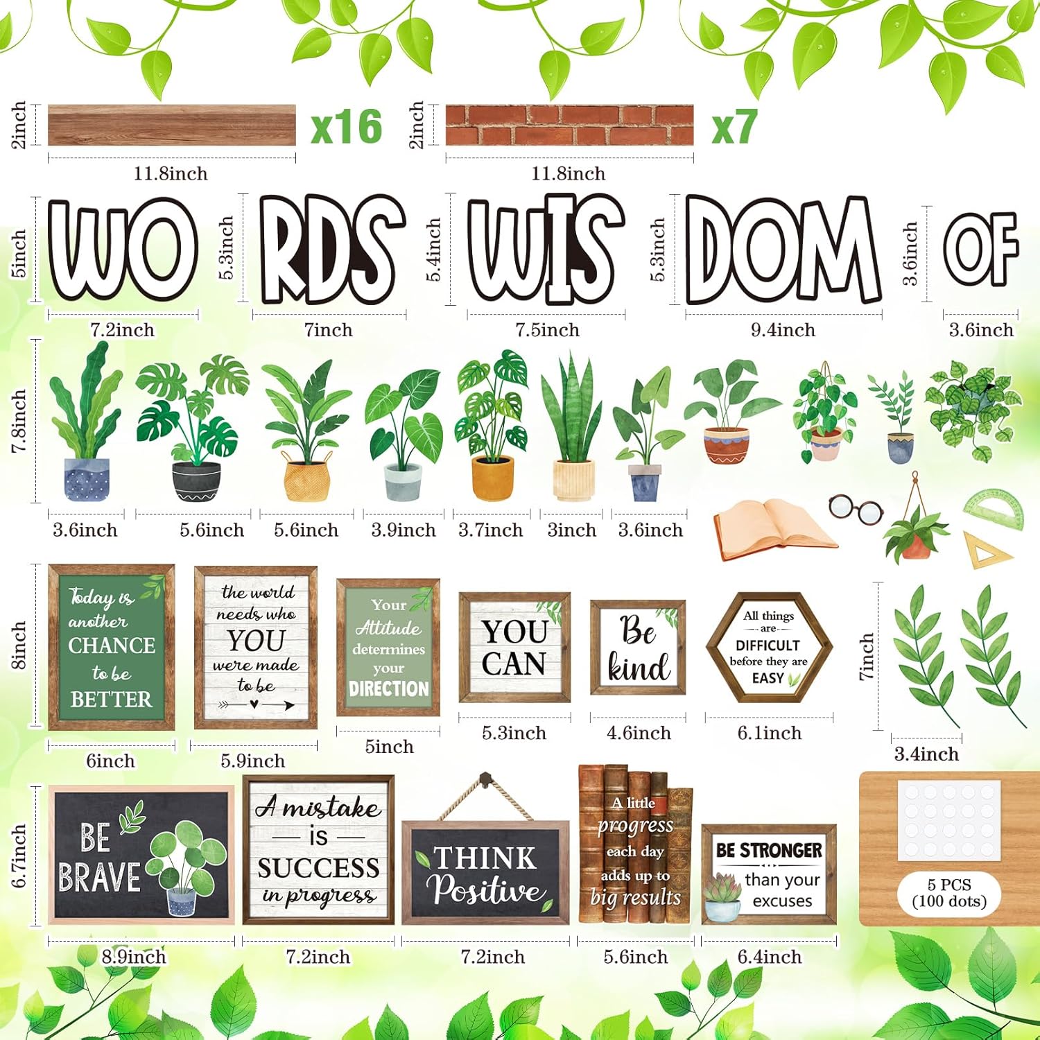 57 Pcs Plant Bulletin Board Set for Classroom Decoration