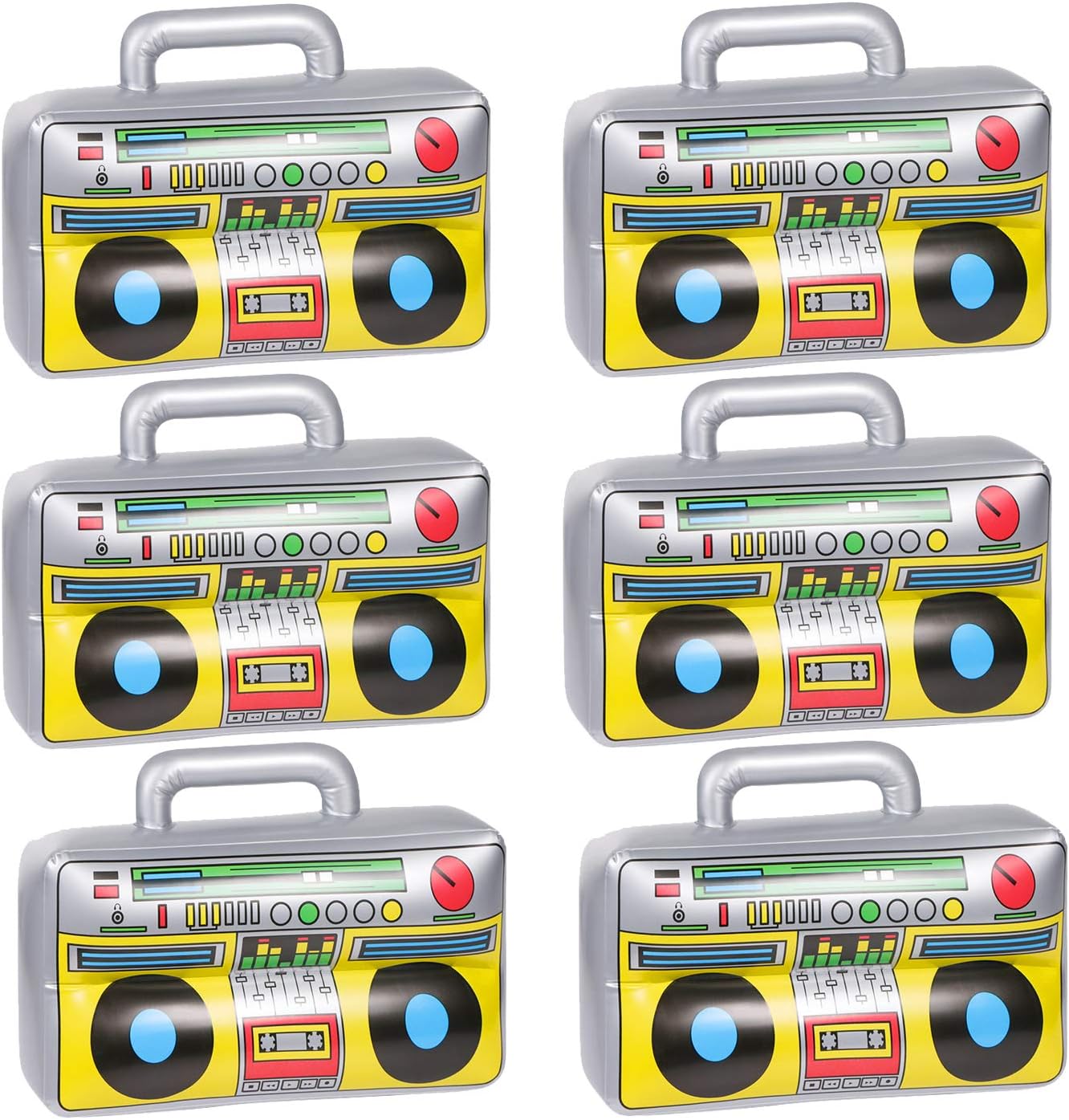 6 pcs Inflatable Boombox 80s 90s Party Decor