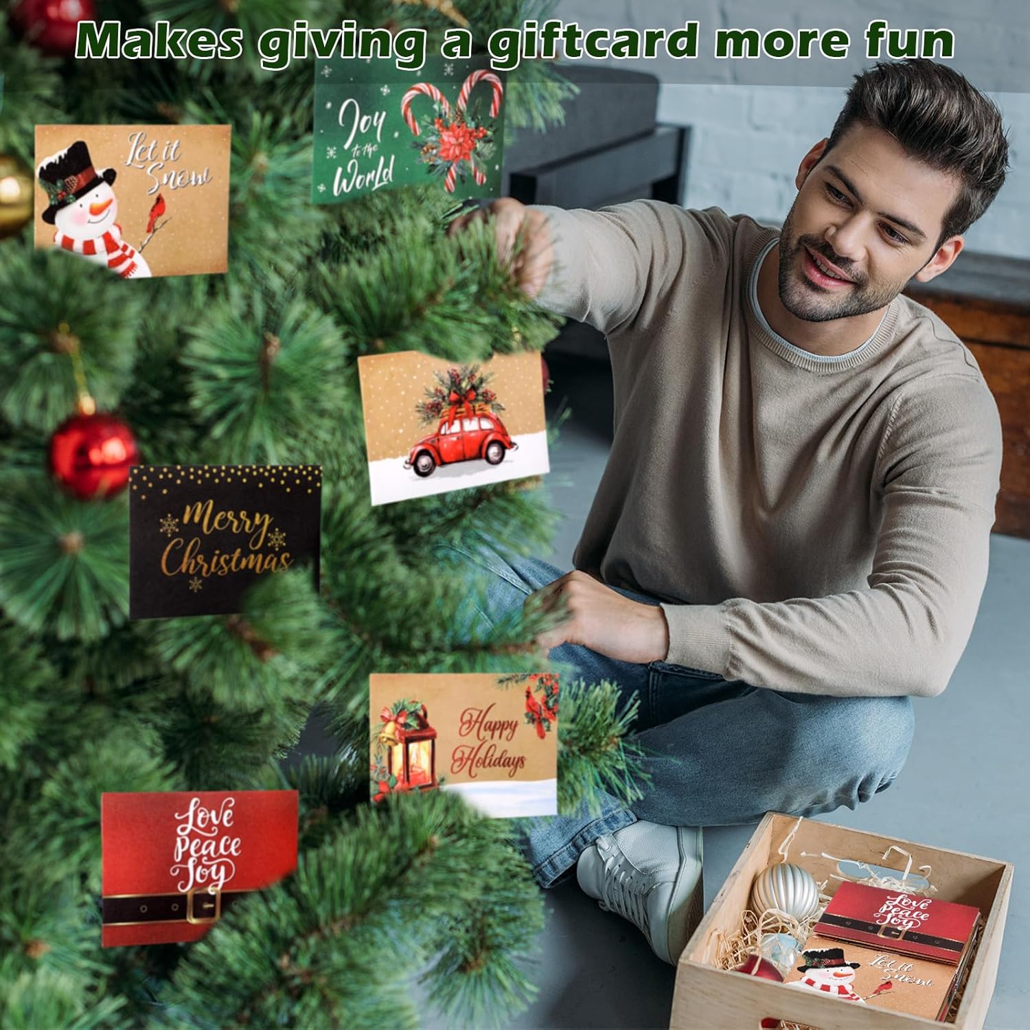 Zhanmai 48 Pcs Retro Christmas Envelopes Gift Card Holders