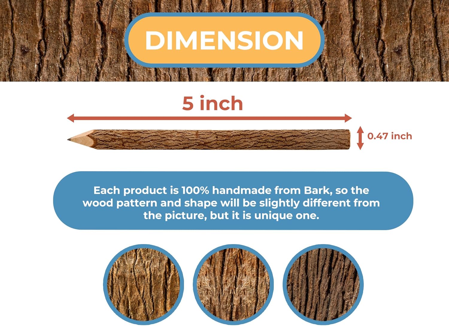 BSIRI Natural Wood Graphite Twig Pencils Set of 12