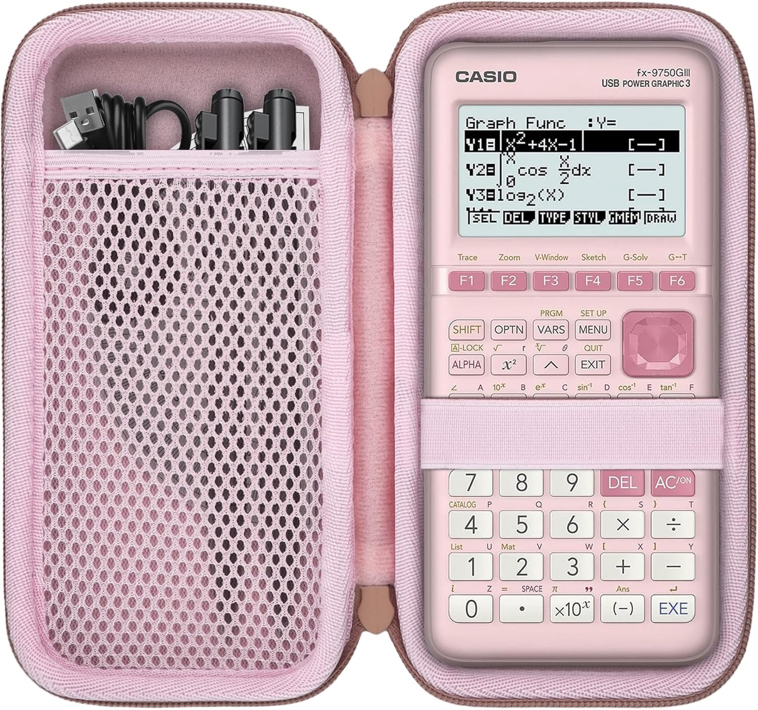 co2CREA Hard Case for Casio fx-9750GIII Graphing Calculators - Pink
