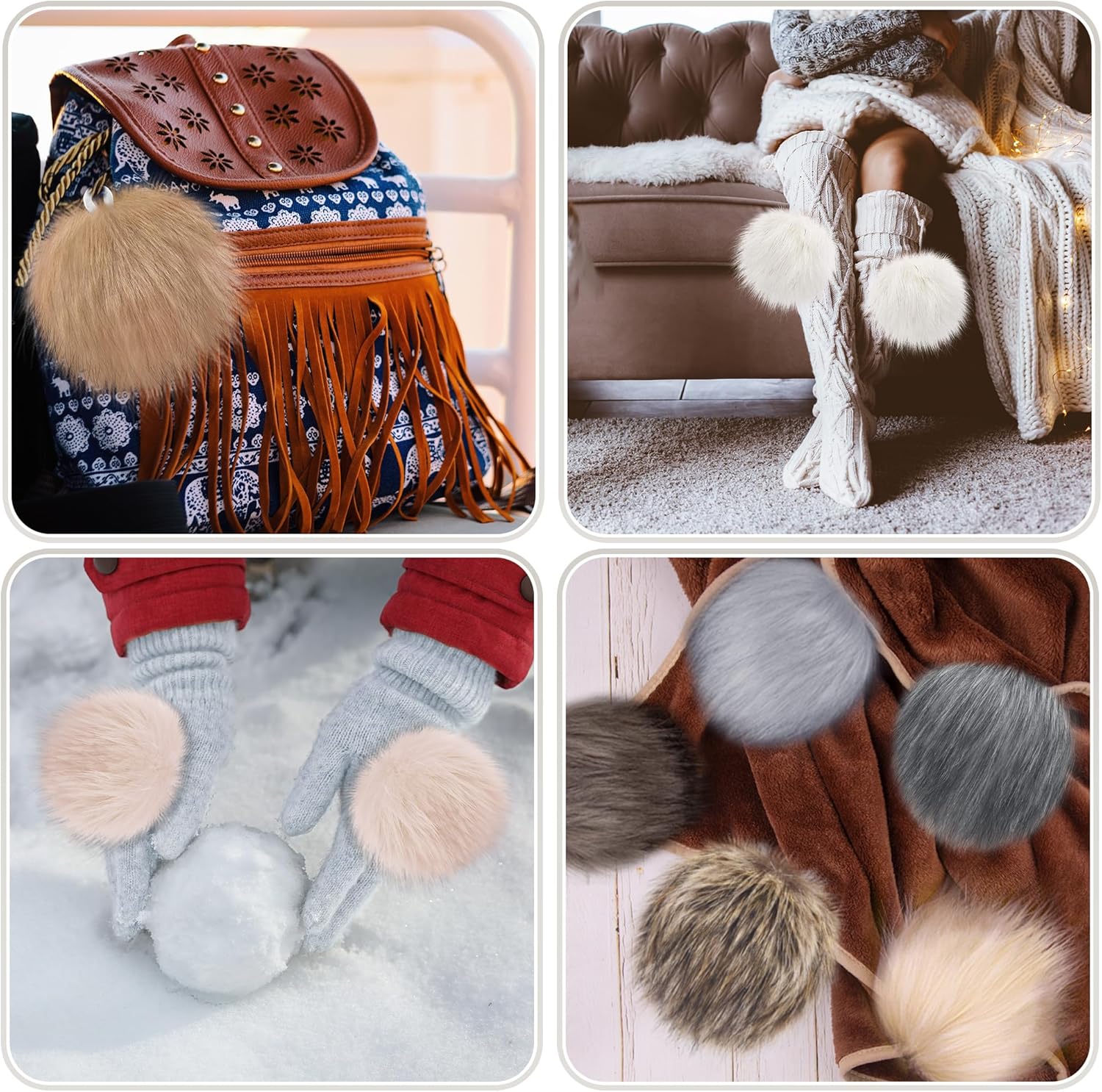 SIQUK 21pcs 6 Inch Faux Fur Pom Poms for Hats and Crafts