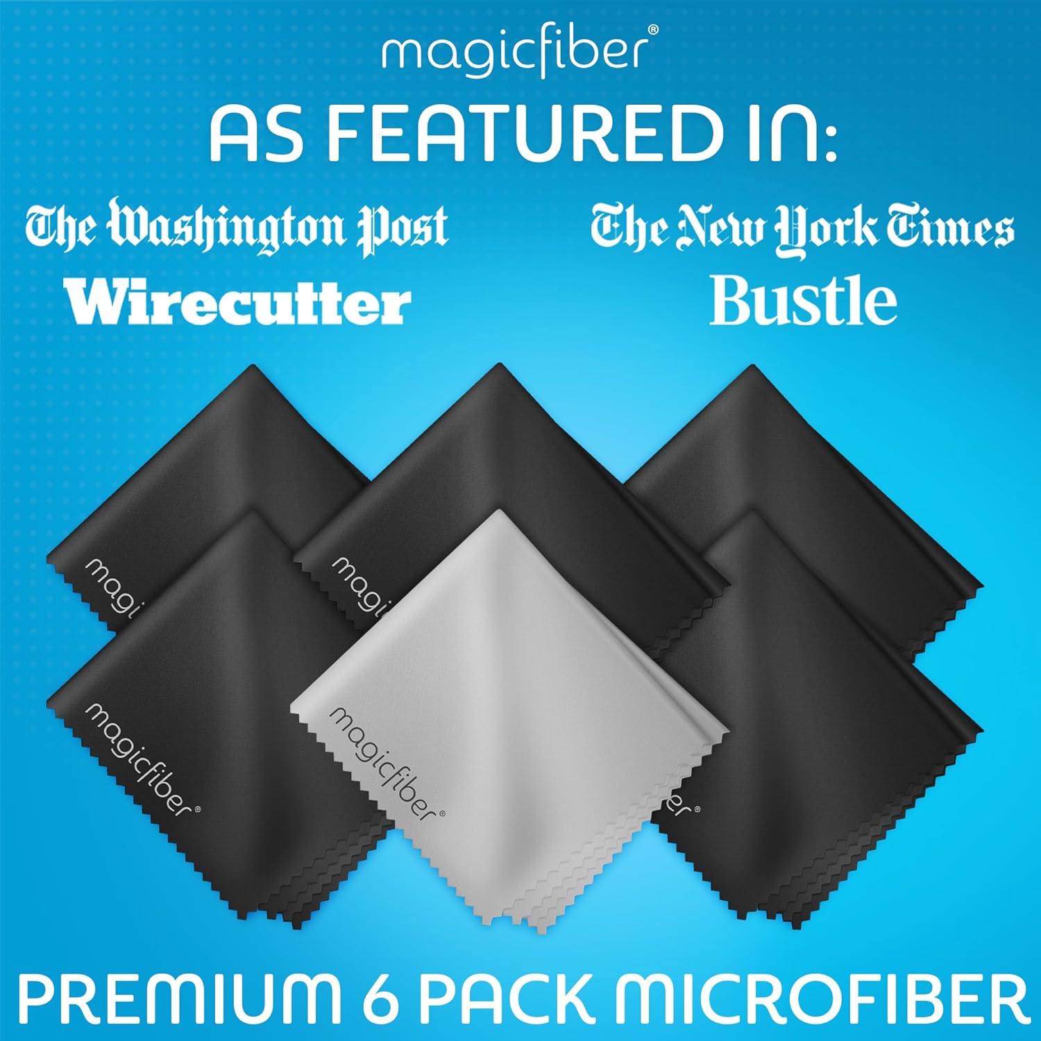 MagicFiber Microfiber Cleaning Cloth 6 Pack - Premium for Glasses Screens Lenses