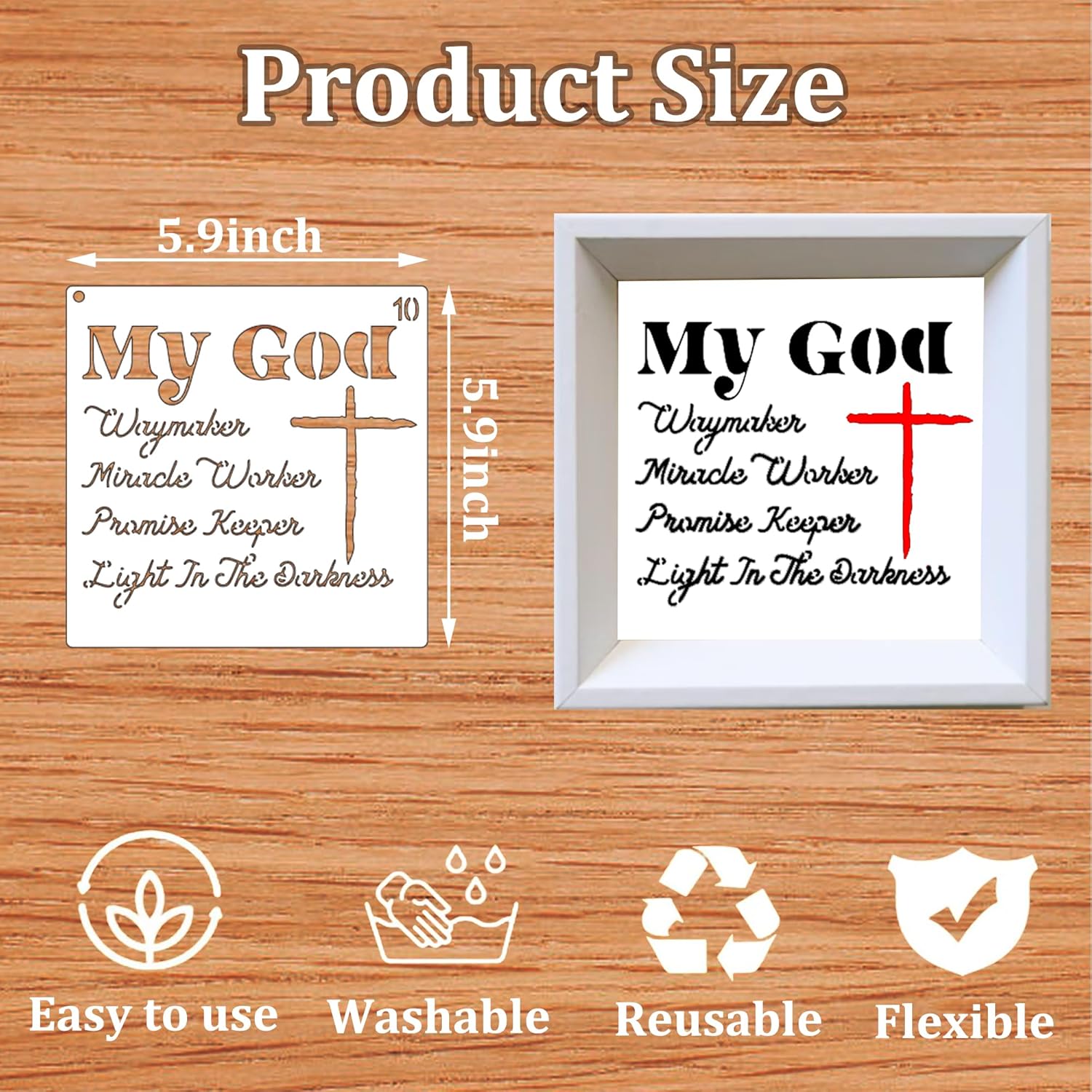 16 Piece Christian Stencils for Painting - Reusable Bible Verse Cross Faith Stencils Set