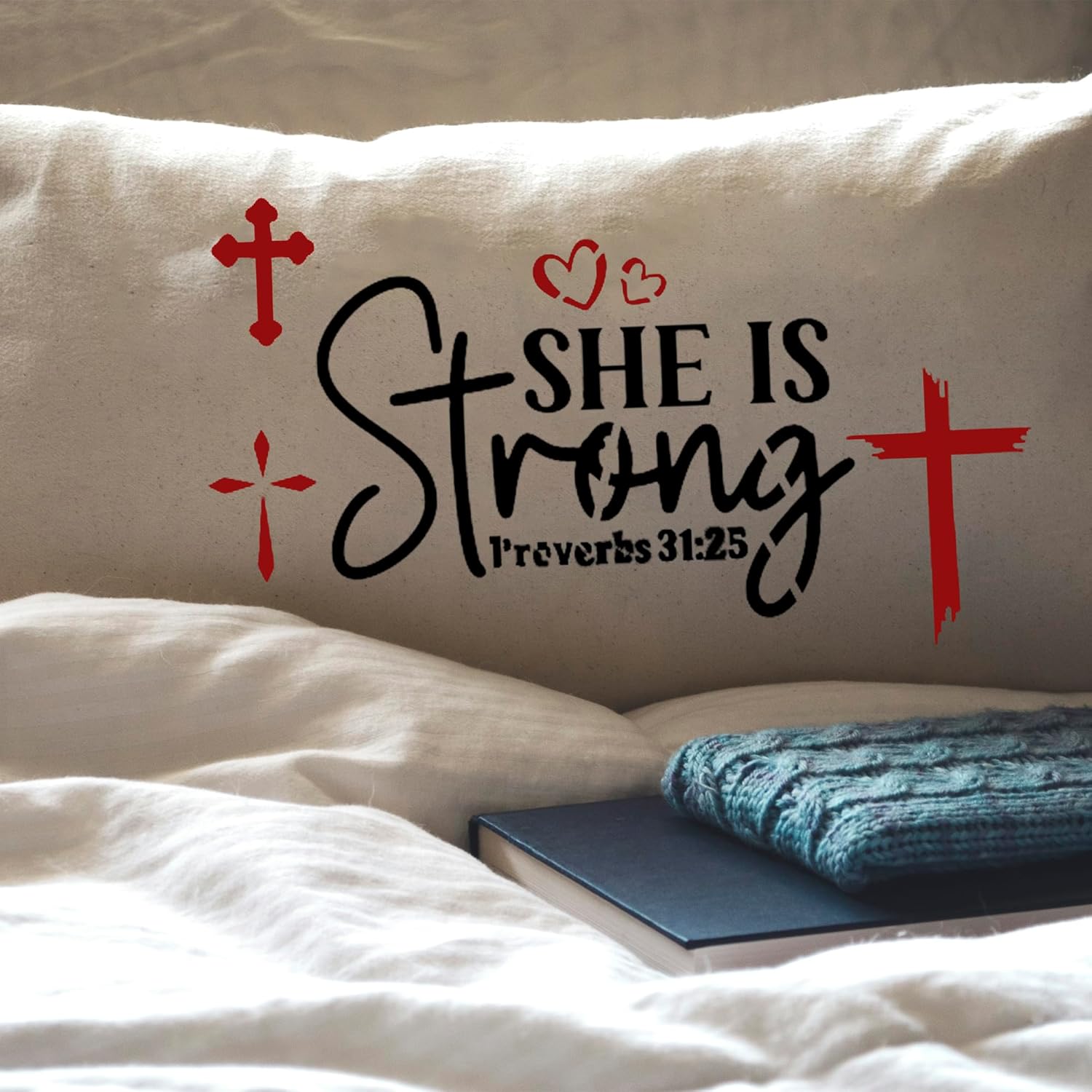 16 Piece Christian Stencils for Painting - Reusable Bible Verse Cross Faith Stencils Set