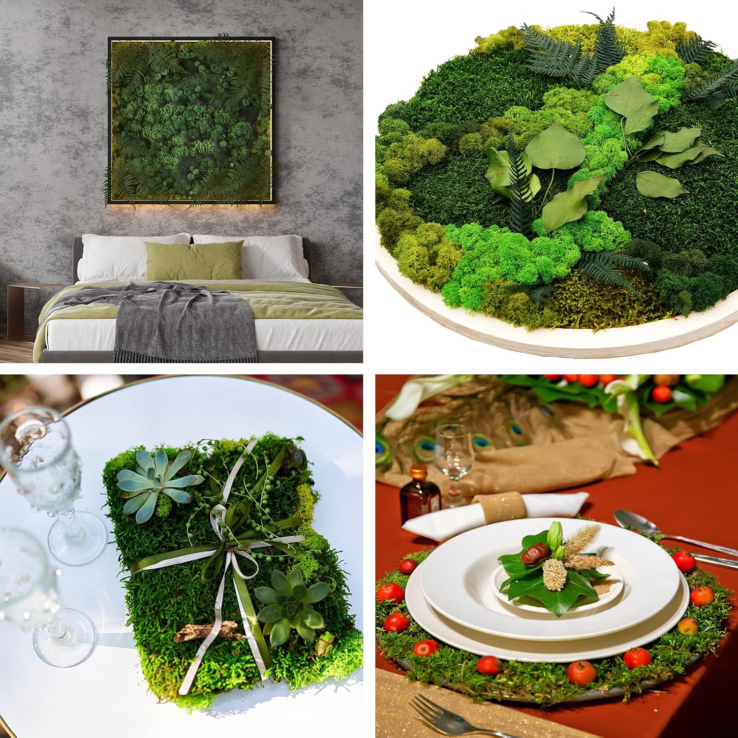 Jutom Dried Moss Table Runner for Decor and Crafts