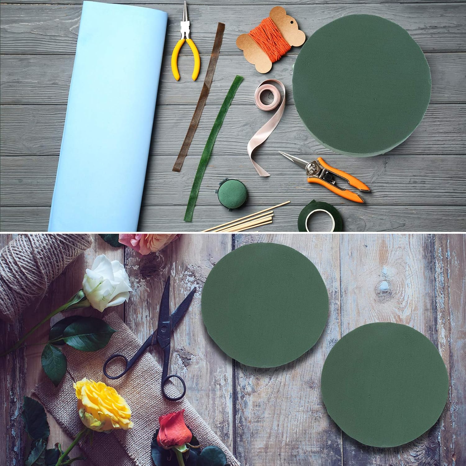 6 Pack Green Floral Foam Blocks 71 Inch Round