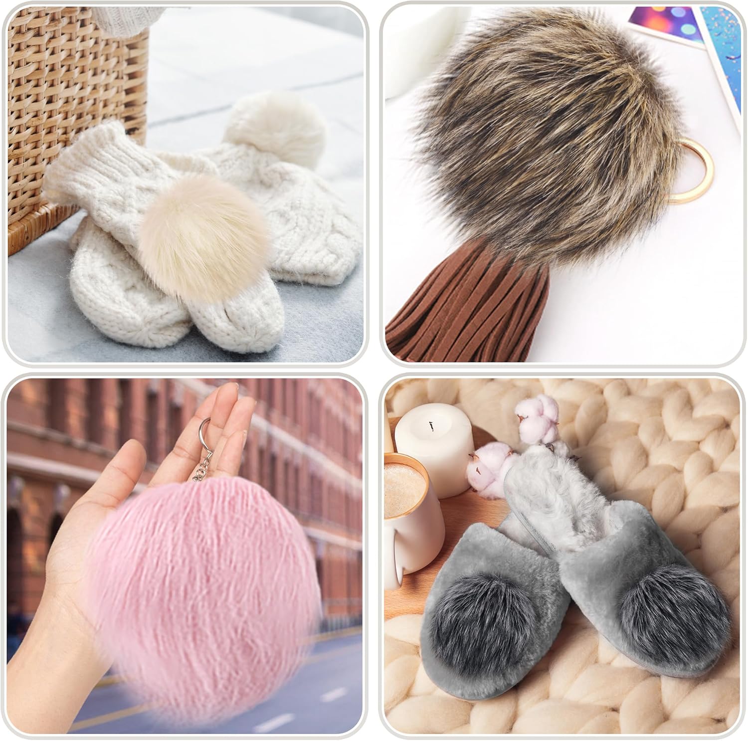 SIQUK 21pcs 6 Inch Faux Fur Pom Poms for Hats and Crafts