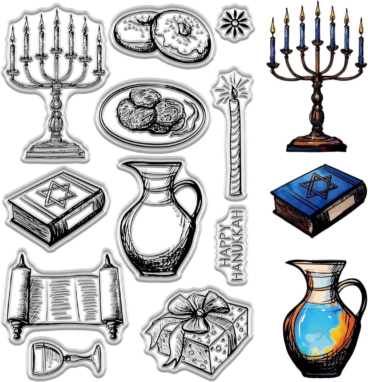 CRASPIRE Hanukkah Clear Rubber Stamps 63x43 Inch