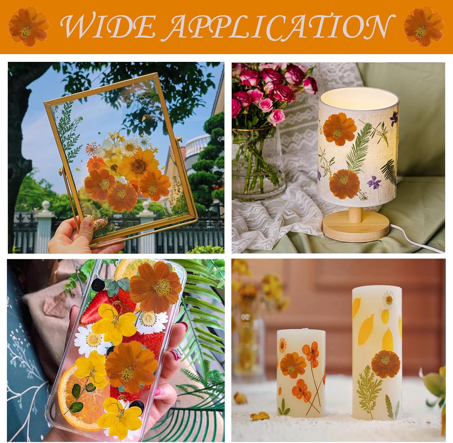 60PCS Dried Orange Cosmos Flowers for Resin Crafts