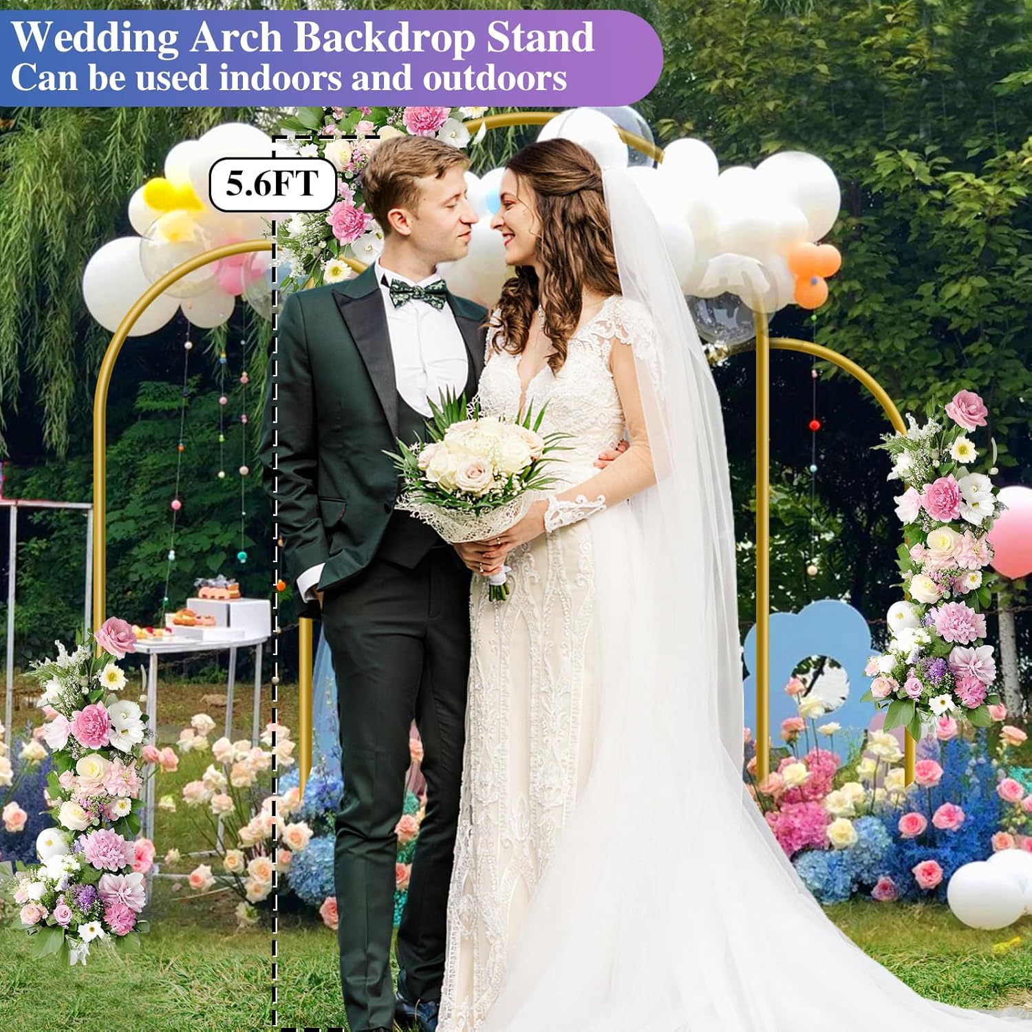 HEMMOTOP Metal Arch Backdrop Stand Set of 3