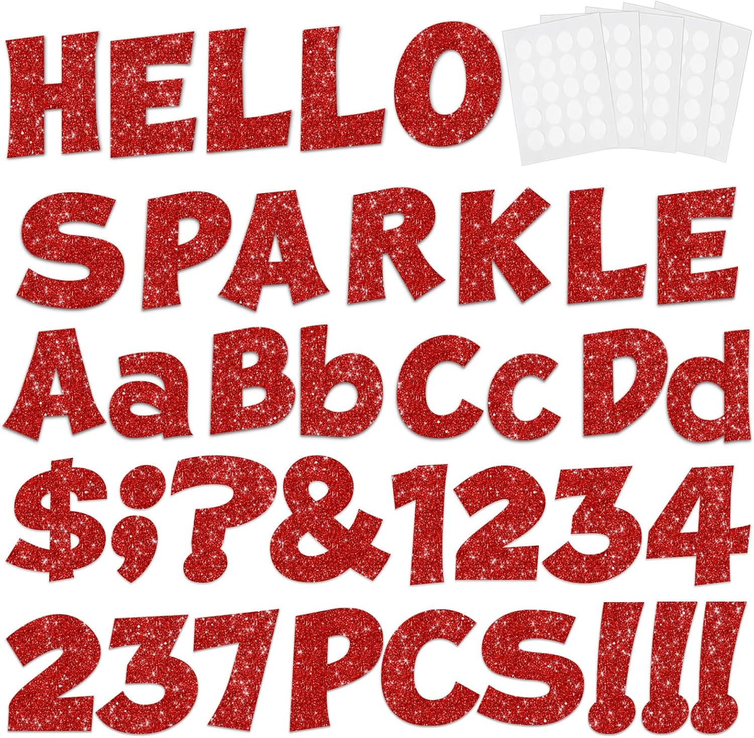 237 Pcs Glitter Bulletin Board Letters Red