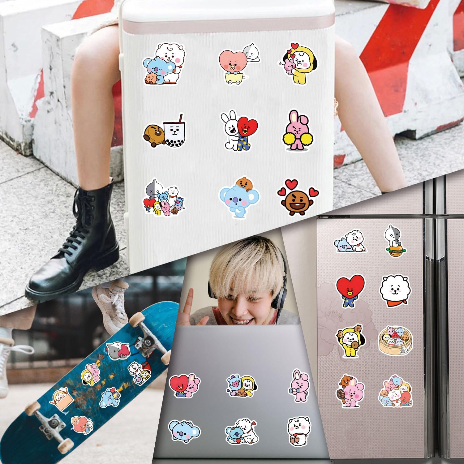 55pcs Cartoon BTS Vinyl Waterproof Stickers for Laptop and More