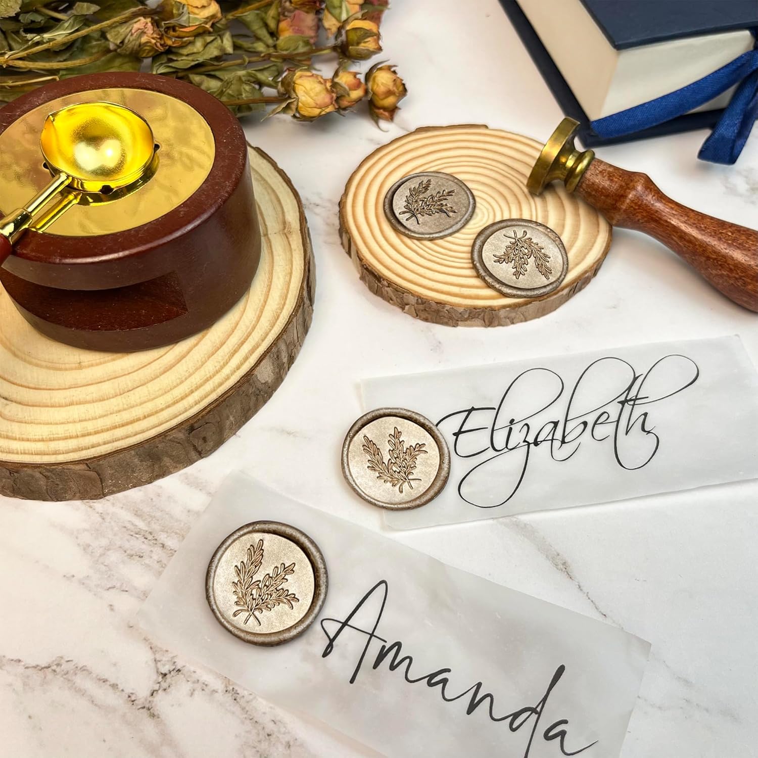 100Pcs Rosemary Wax Seal Stickers for Envelopes and Invitations