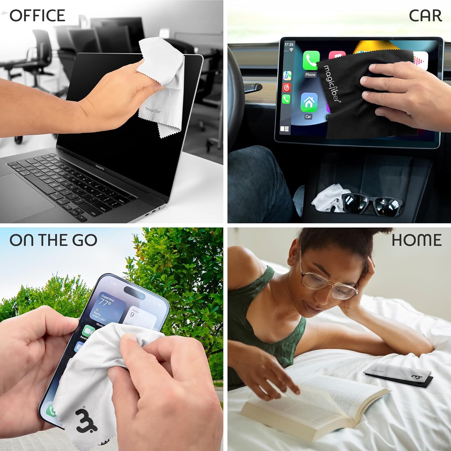 MagicFiber Microfiber Cleaning Cloth 6 Pack - Premium for Glasses Screens Lenses