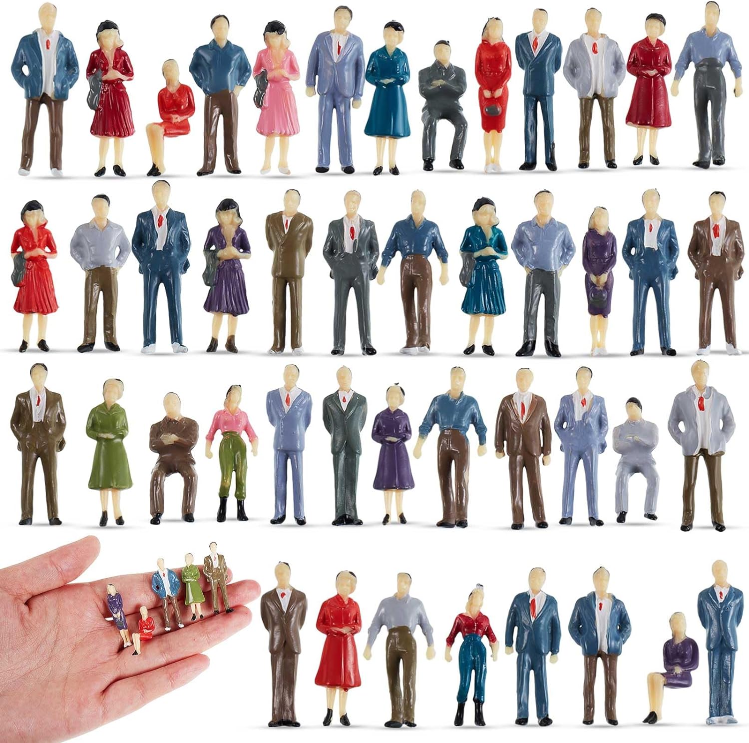Juexica 30 Pcs Mini People Figurines 150 Scale Model Train Accessories