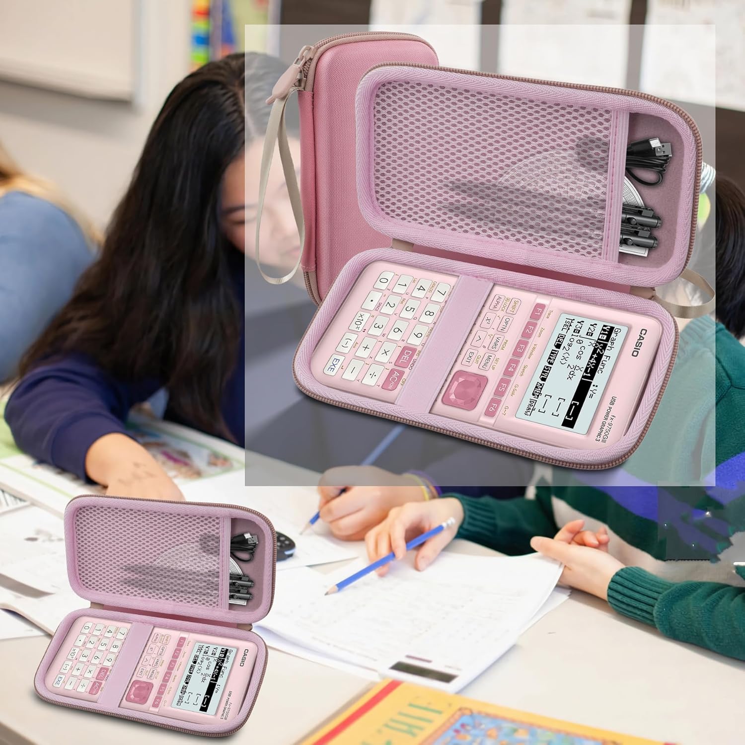 co2CREA Hard Case for Casio fx-9750GIII Graphing Calculators - Pink