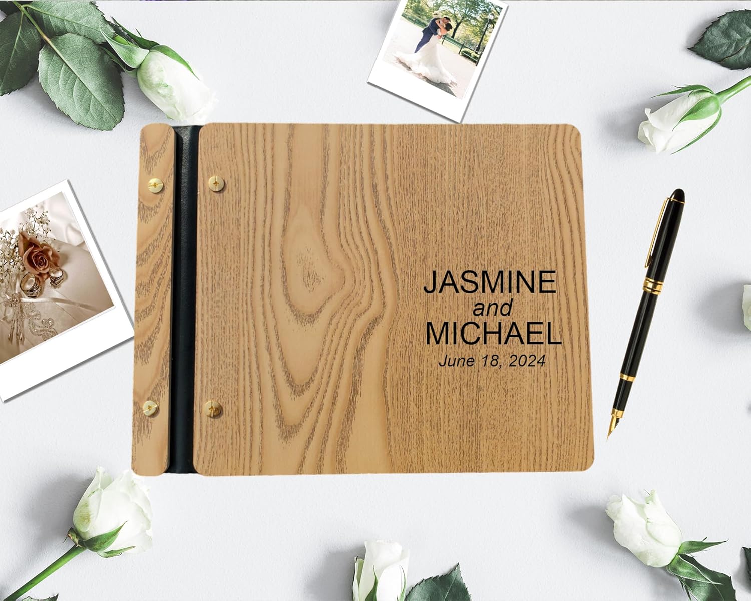 Personalized Wooden Guest Book with Laser Engraving