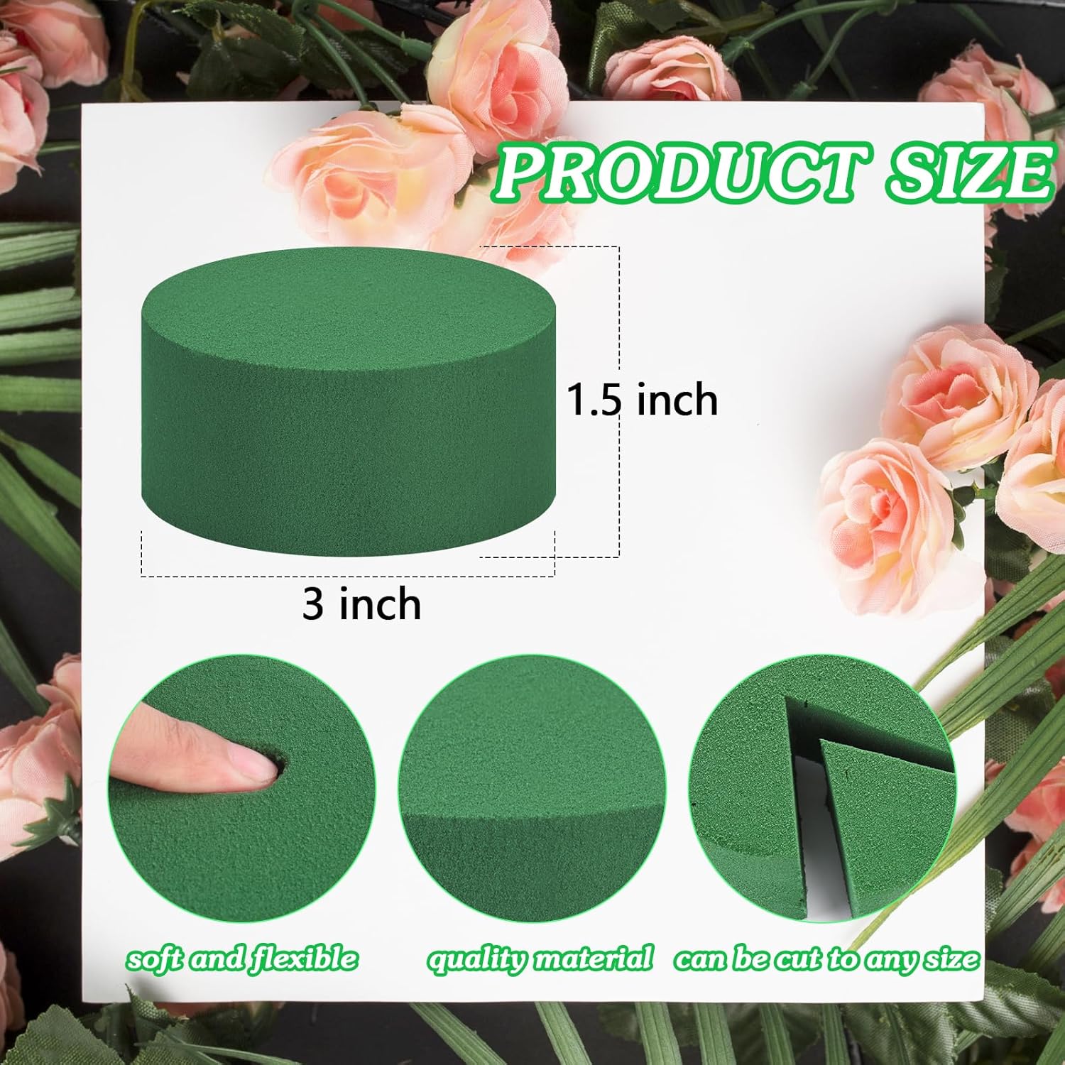24Pcs 3 Inch Round Floral Foam Blocks for Flowers and Crafts