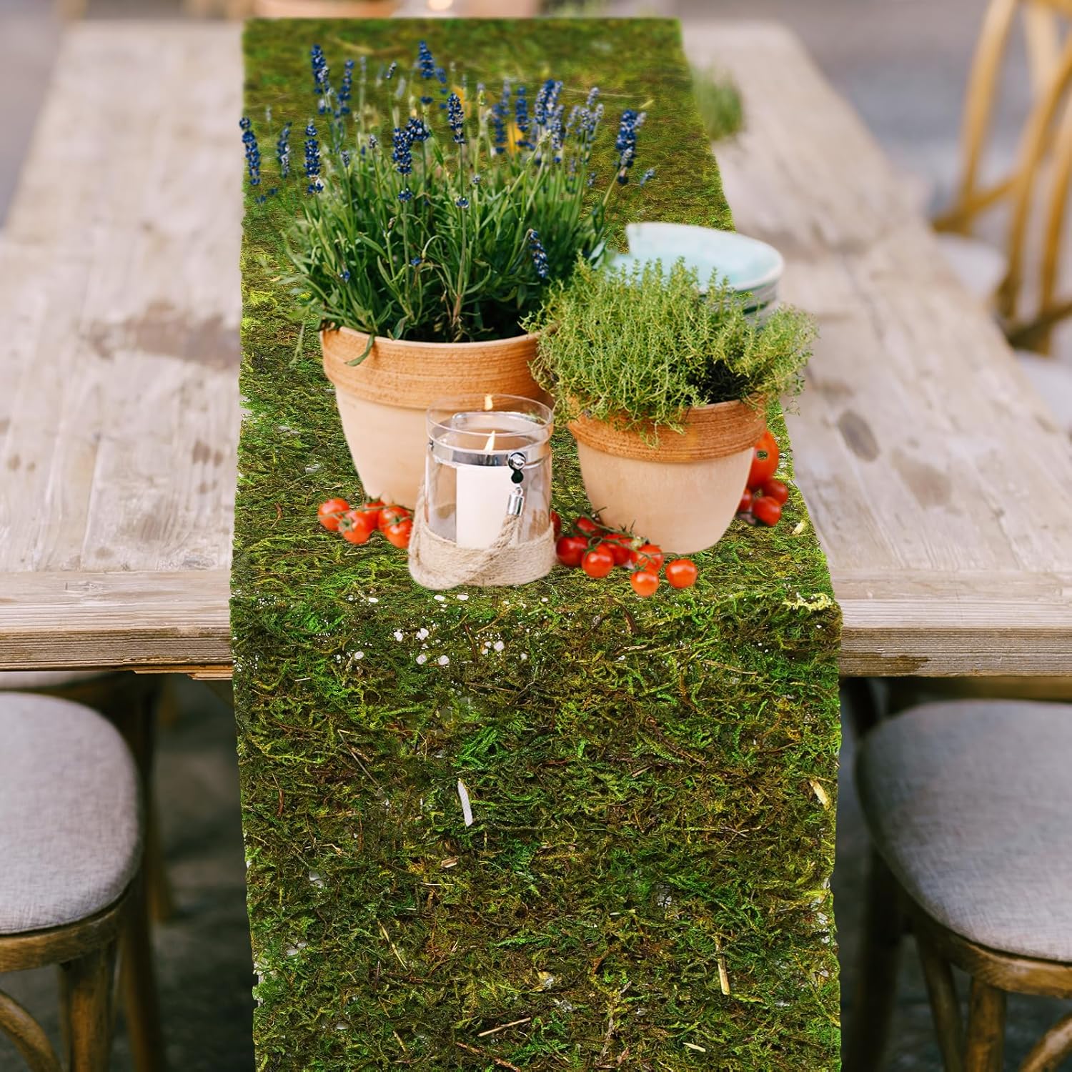 Jutom Dried Moss Table Runner for Decor and Crafts