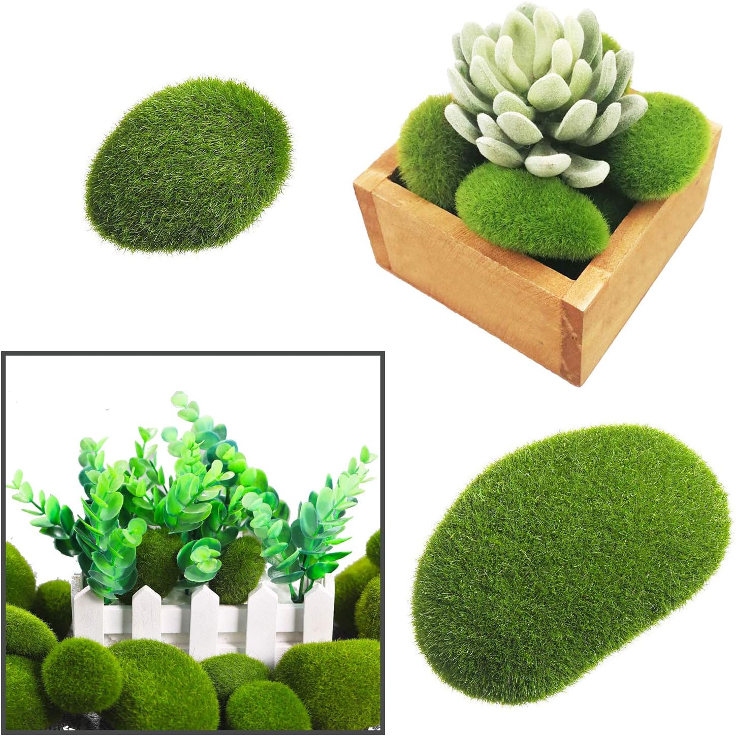 Woohome 25 pcs Artificial Moss Rocks Decor