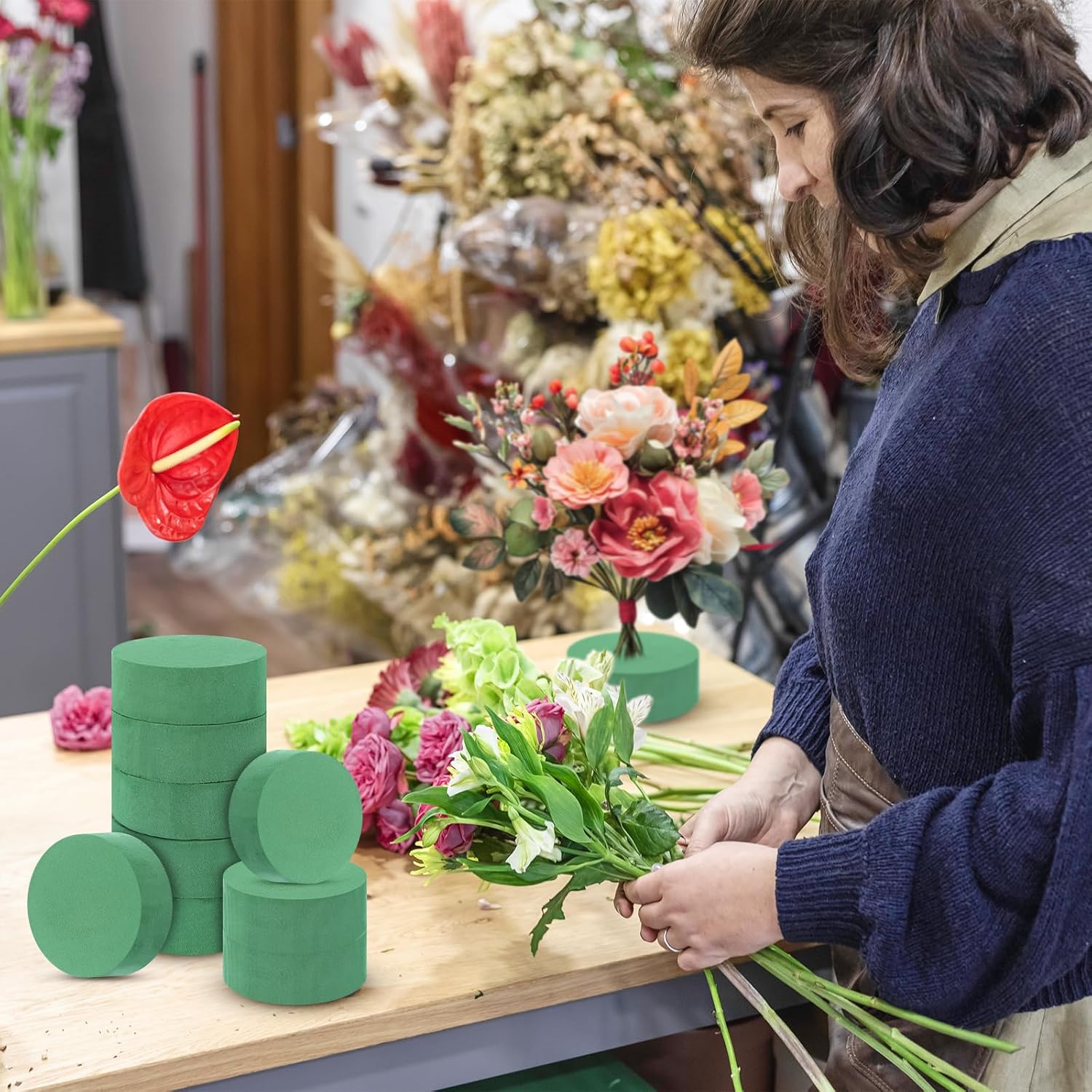 24 Pcs Round Floral Foam Blocks for Florists