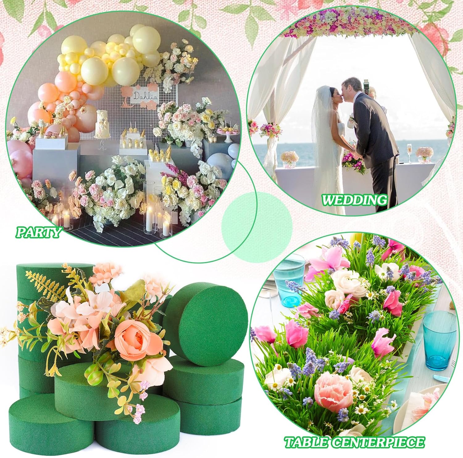 24Pcs 3 Inch Round Floral Foam Blocks for Flowers and Crafts