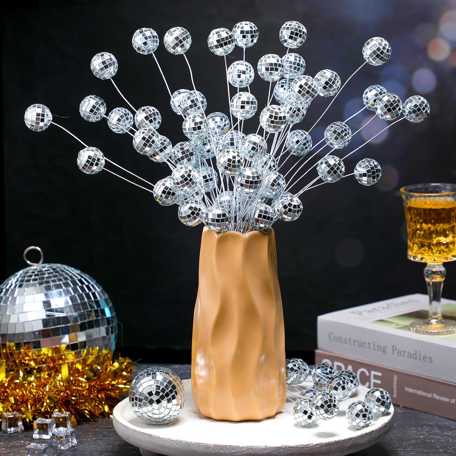 Knitgrip 20 Pcs Silver Glitter Disco Stems