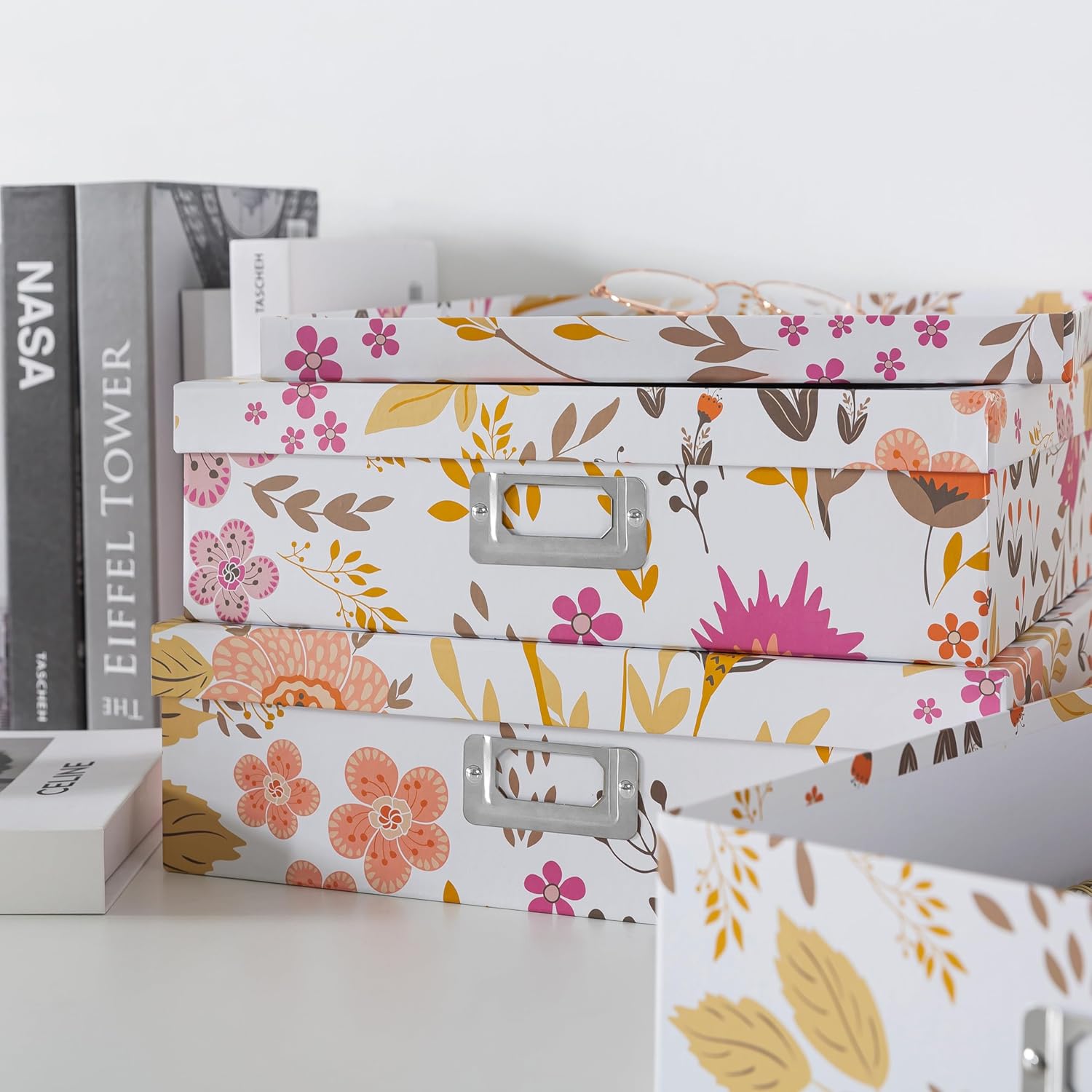 Soul Lane Floral Storage Box Set of 3 with Lids