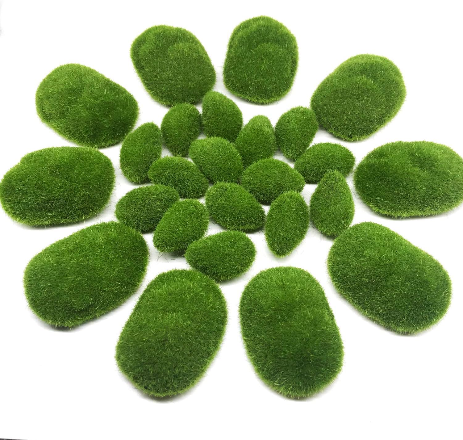 Woohome 25 pcs Artificial Moss Rocks Decor