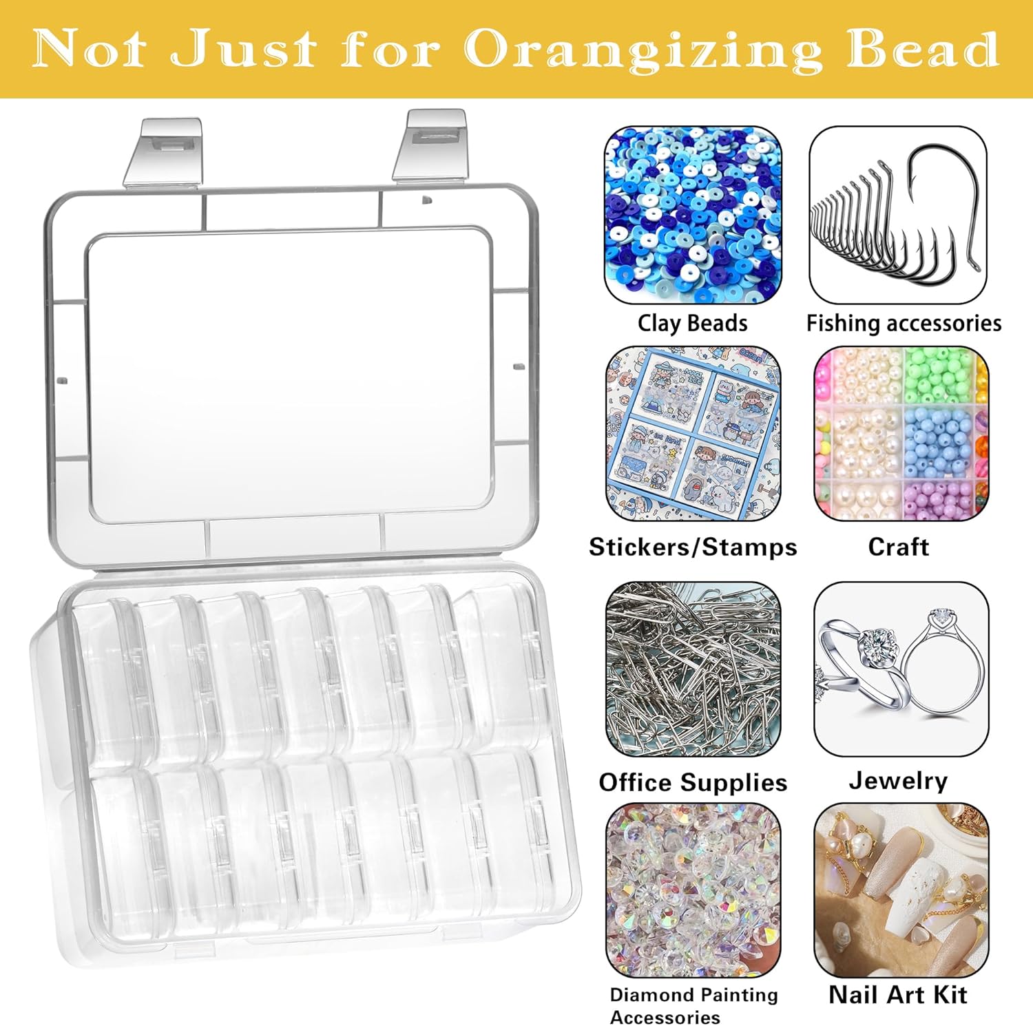 Mathtoxyz Small Bead Organizers 15 Pieces Transparent Storage Cases
