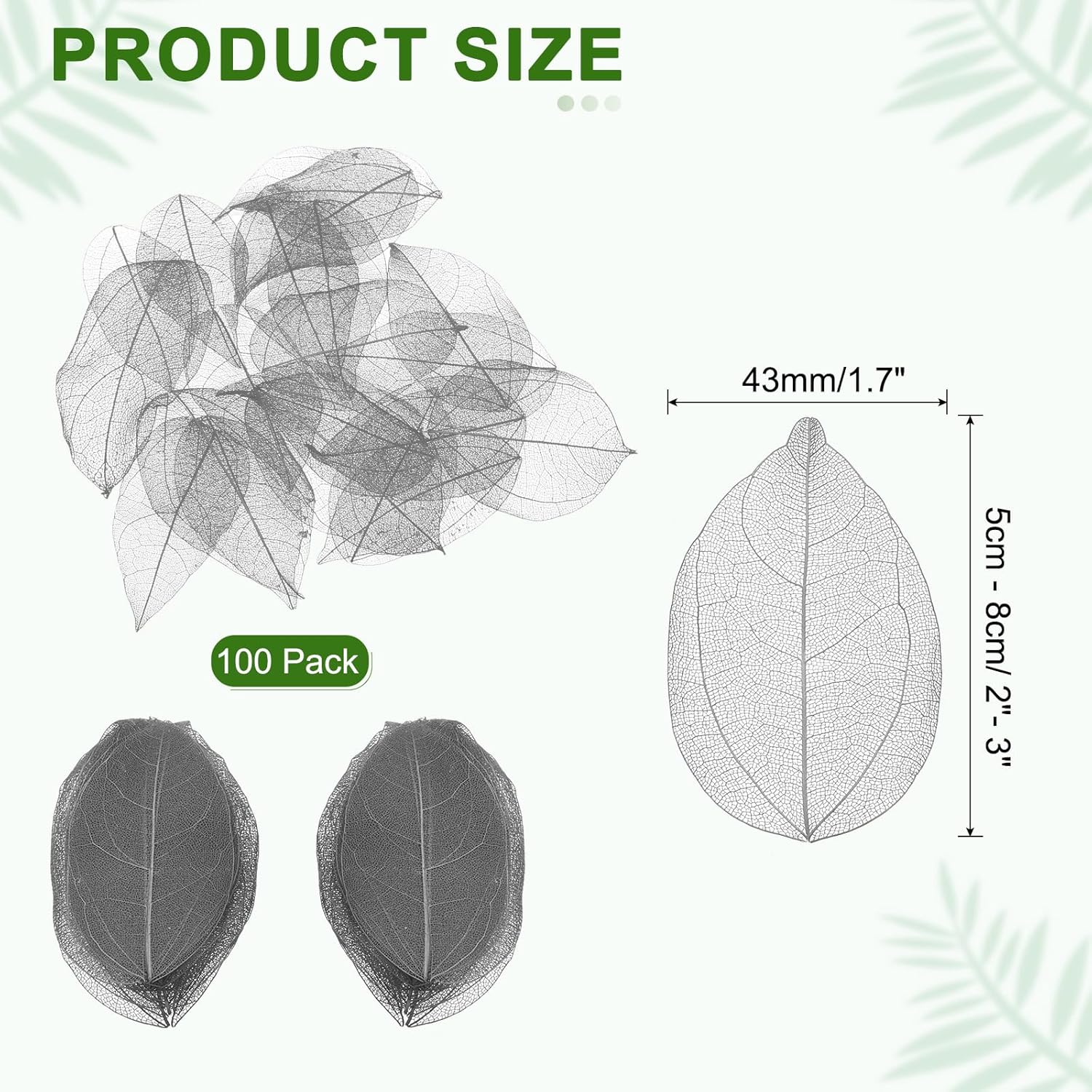 Uxcell 100 Pcs Grey Skeleton Leaves for Scrapbooking and Crafts