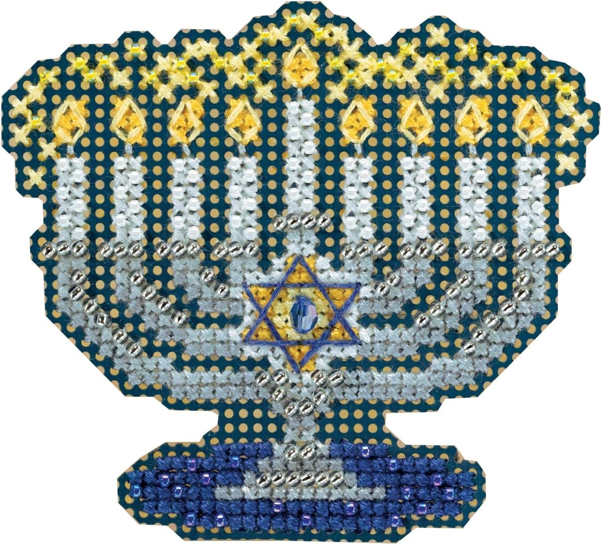 Menorah Beaded Counted Cross Stitch Ornament Kit 2018 Winter Holiday