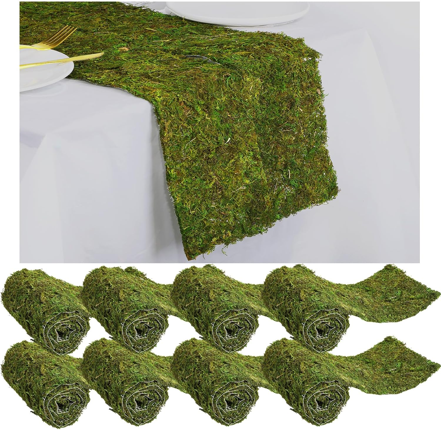 Jutom Dried Moss Table Runner for Decor and Crafts