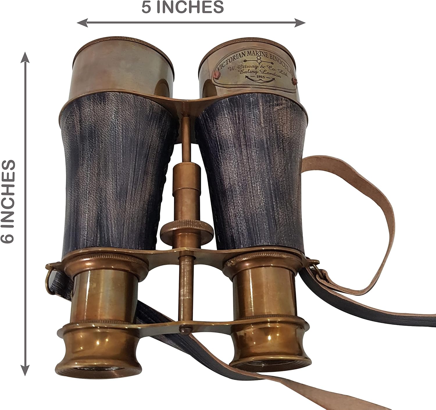 Antique Marine Victorian Binoculars with Brass and Leather Cover