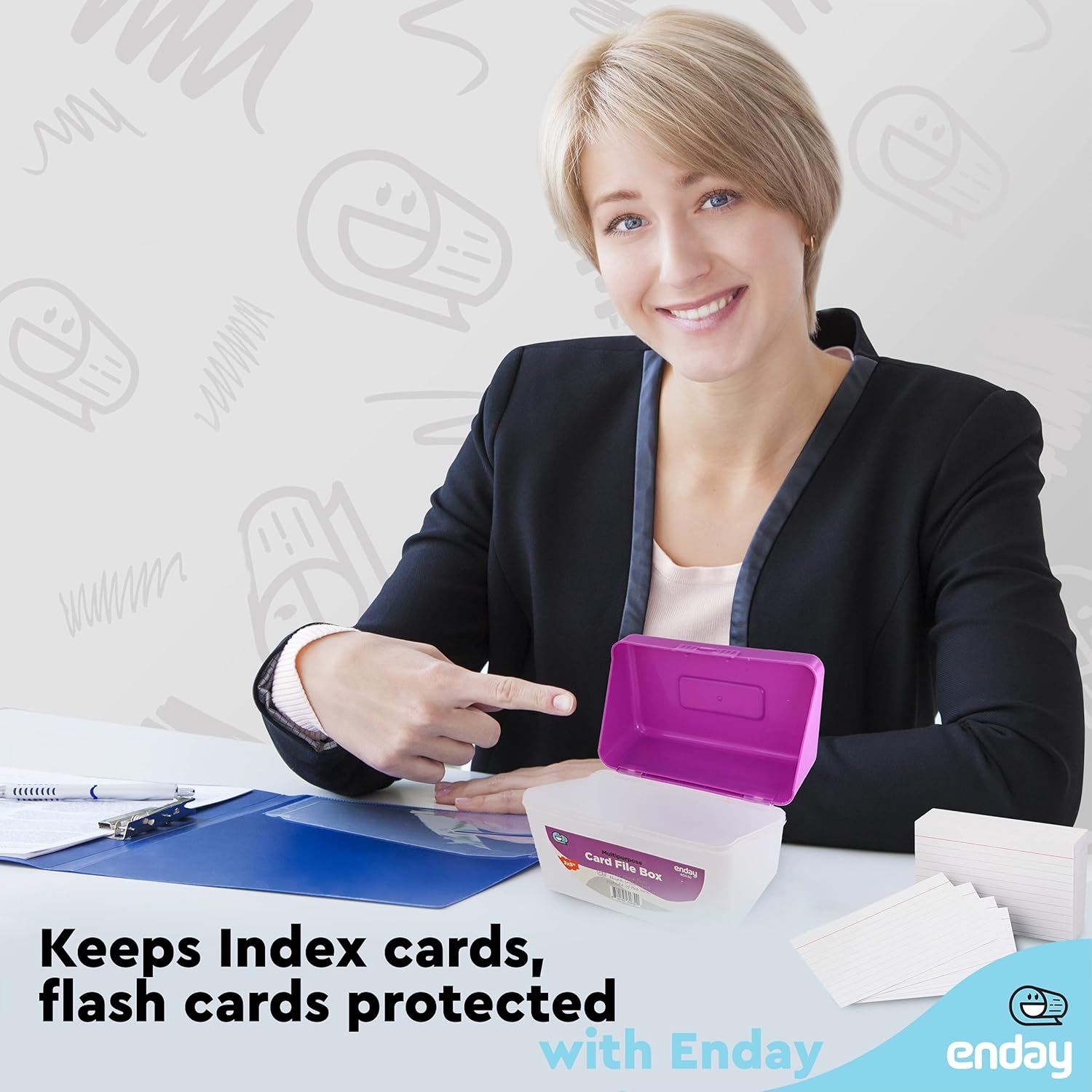 Emraw Index Card Holder for 3x5 Cards Pack of 4