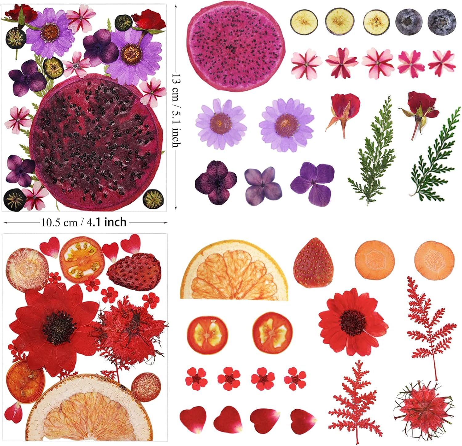 Pressed Dried Flowers Fruits Resin Molds 75 Pieces Assorted
