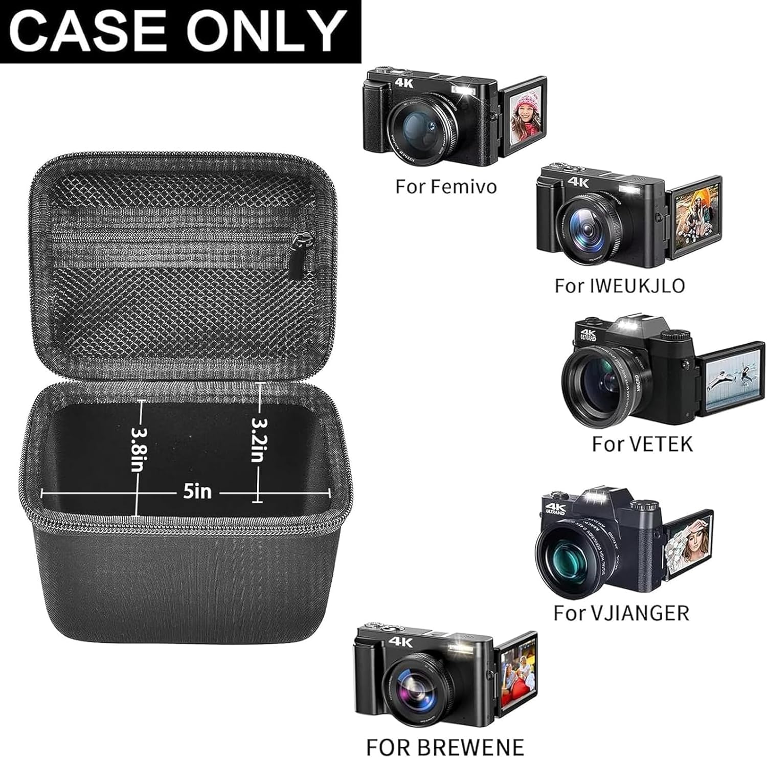 4K Vlogging Camera Case for SuperiorTek and Other Brands