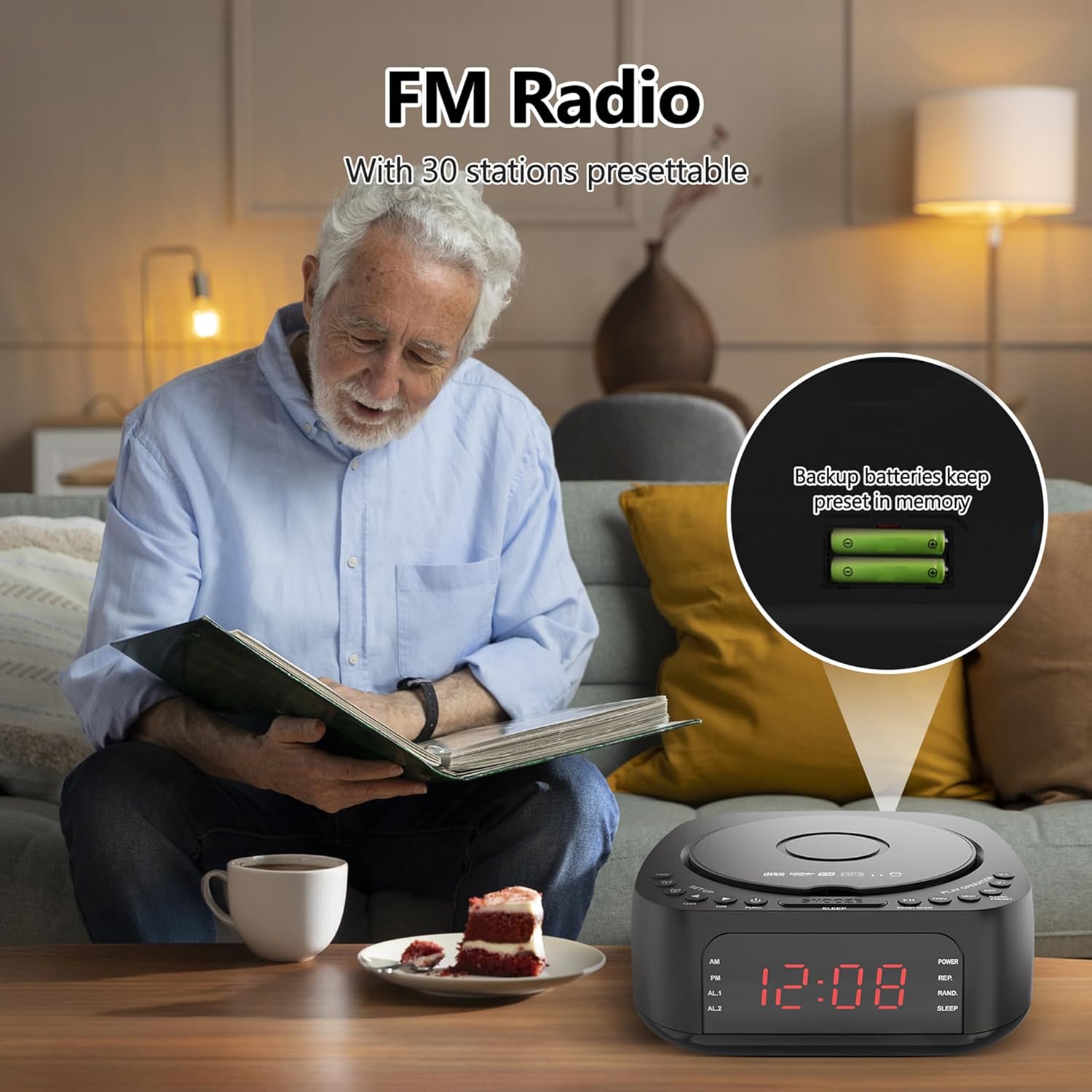 CD Player Alarm Clock with Remote and Bluetooth