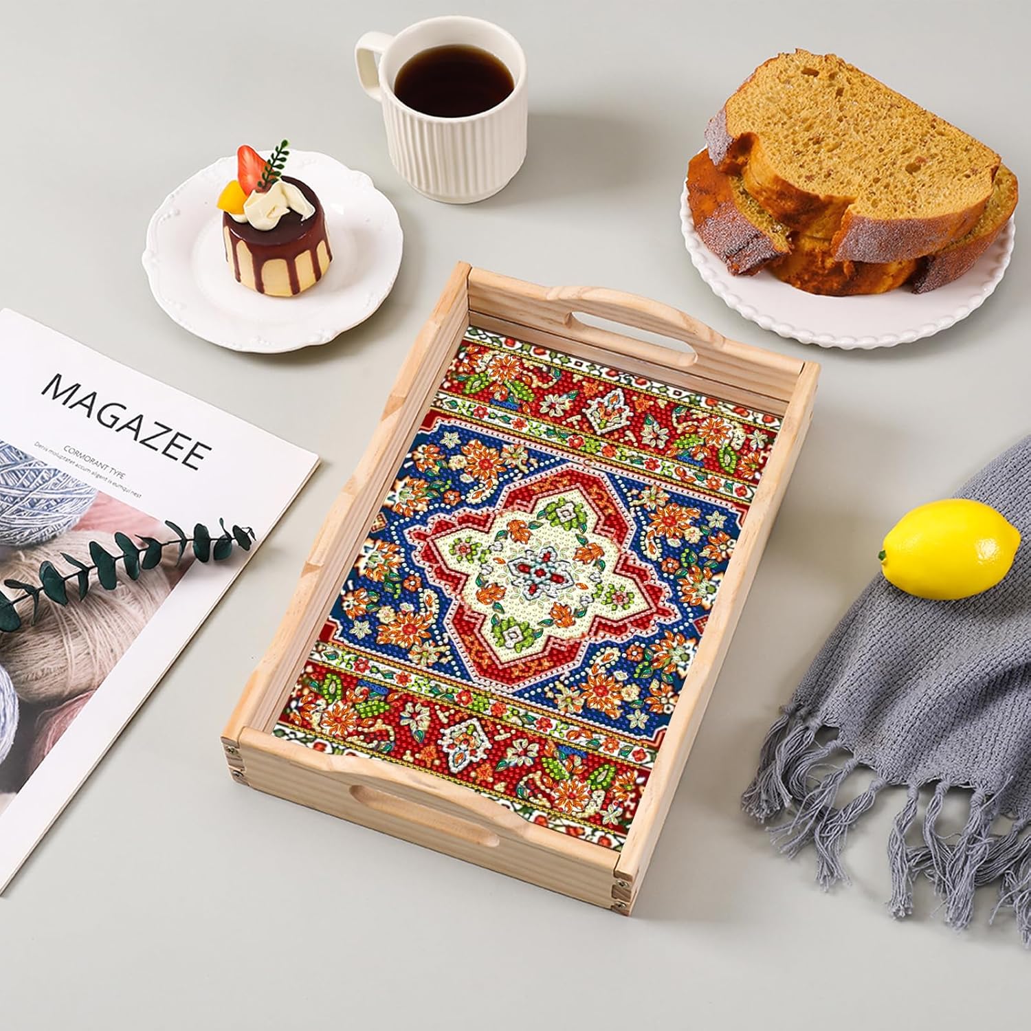 Diamond Art Kit for Adult Wooden Serving Tray with Handles 78x118 Inches