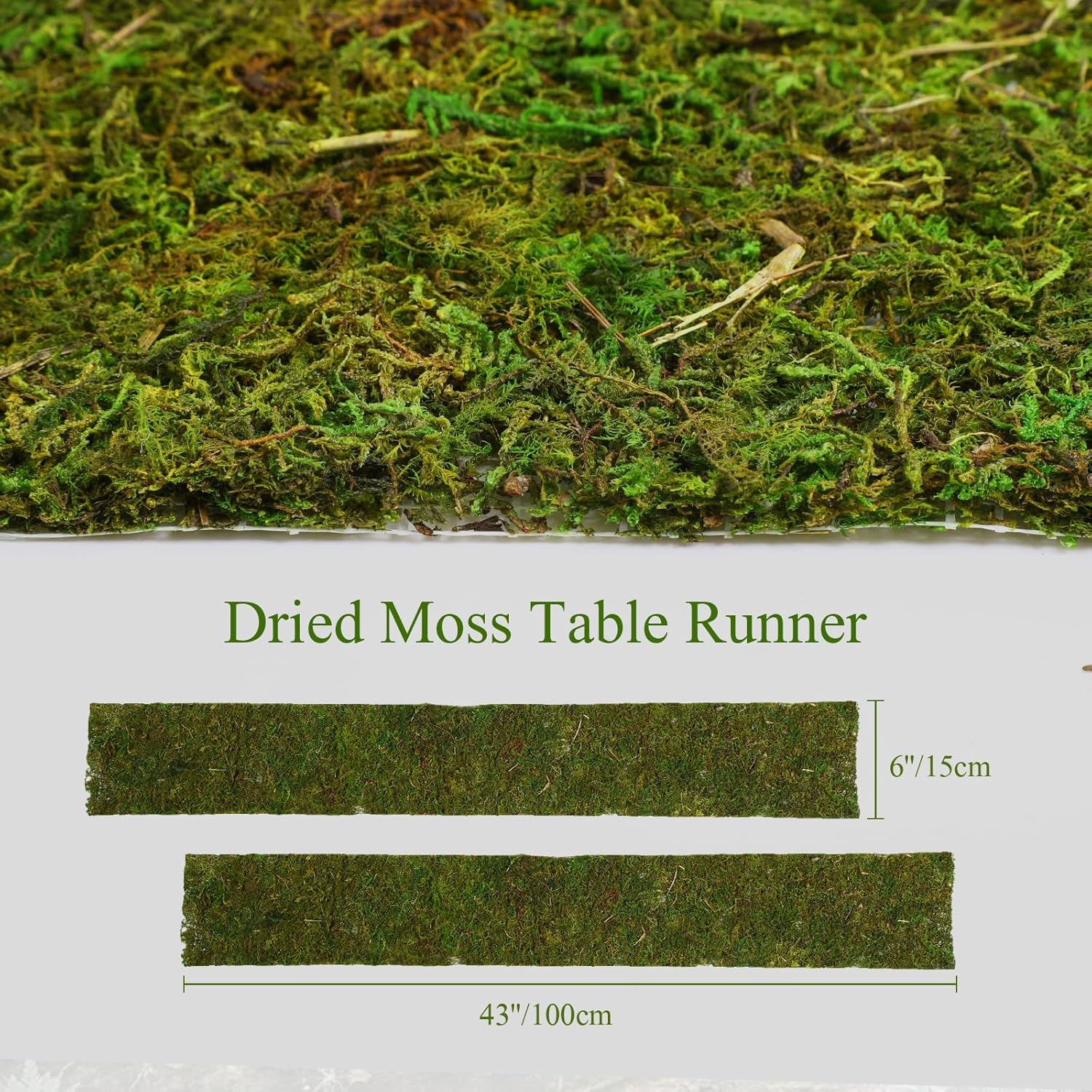 Jutom Dried Moss Table Runner for Decor and Crafts