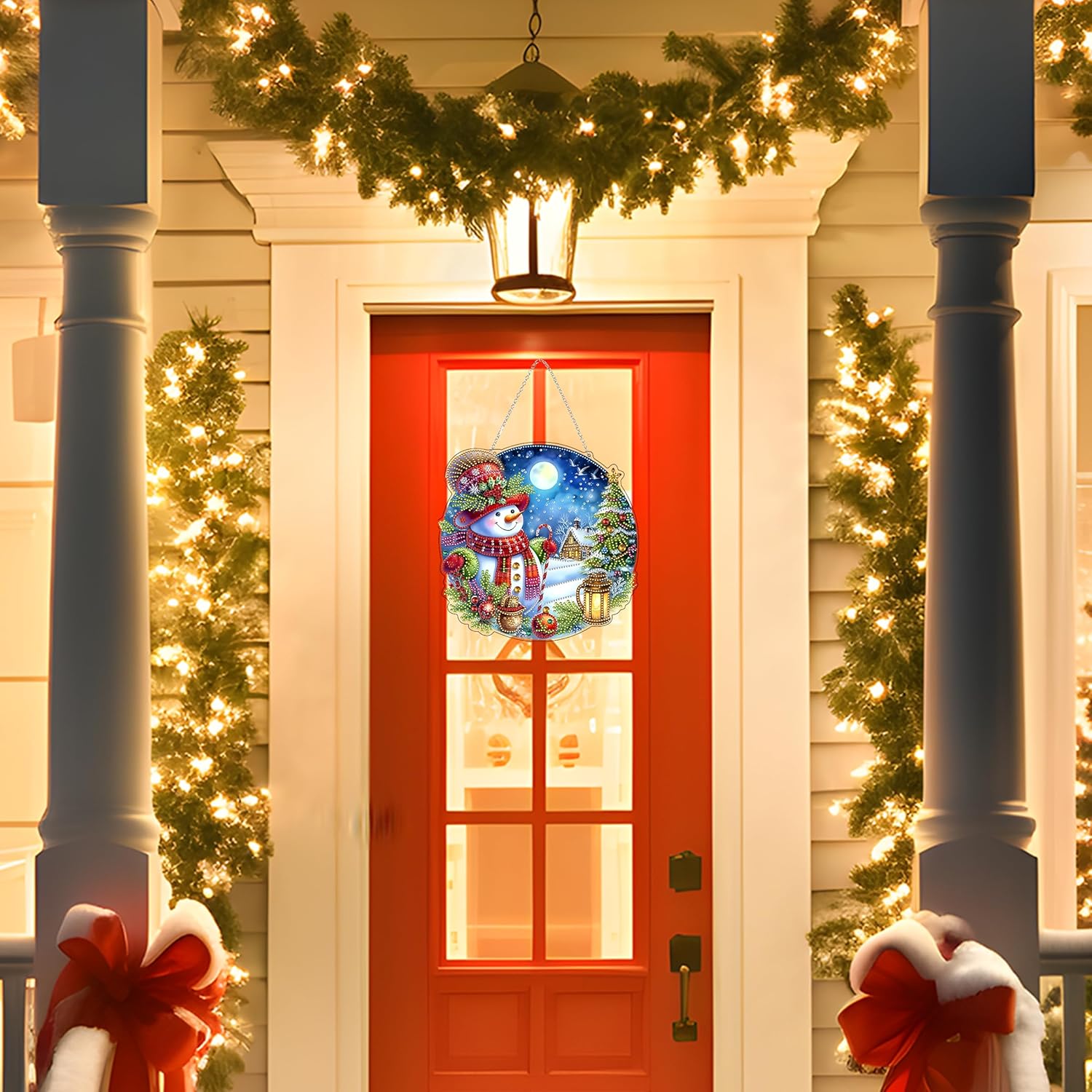 DIY Acrylic Diamond Art Painting Wreath Kit Snowman 5D