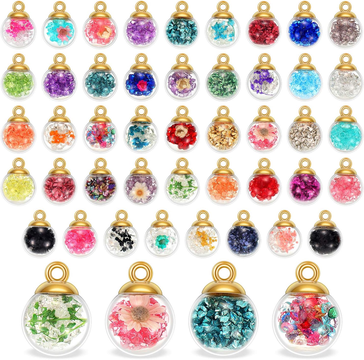 WILLBOND 88 Piece 16mm Mixed Glass Ball Charms for DIY Jewelry