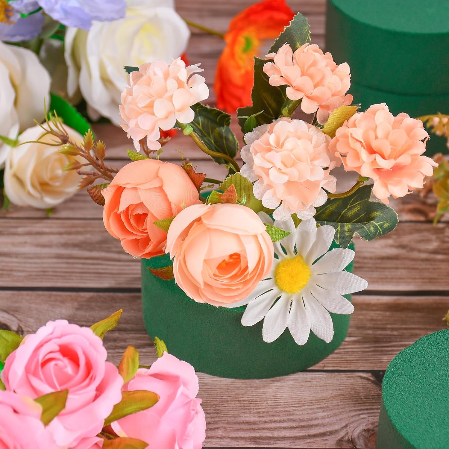 24Pcs 3 Inch Round Floral Foam Blocks for Flowers and Crafts