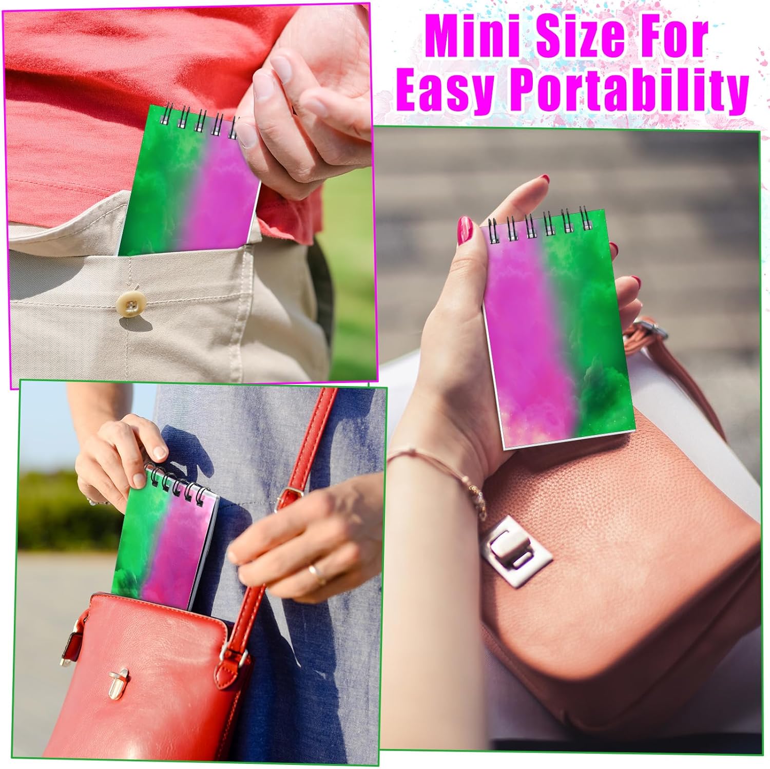 24 Pcs Witch Theme Mini Spiral Notepads Pink Green Party Favors
