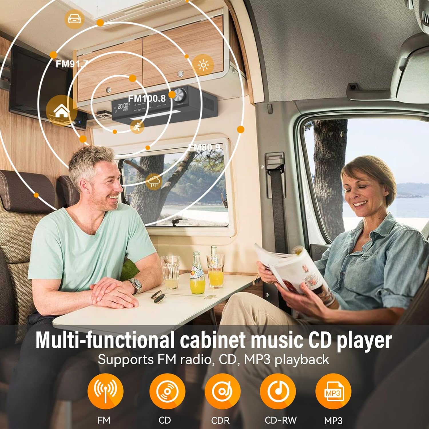 Monodeal Bluetooth CD Player with LED Light and Dual Alarm Clock