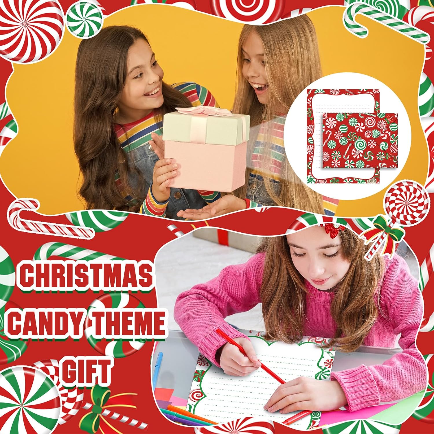 TaoBary 160 Pack Stationery Set with 10 Christmas Candy Designs