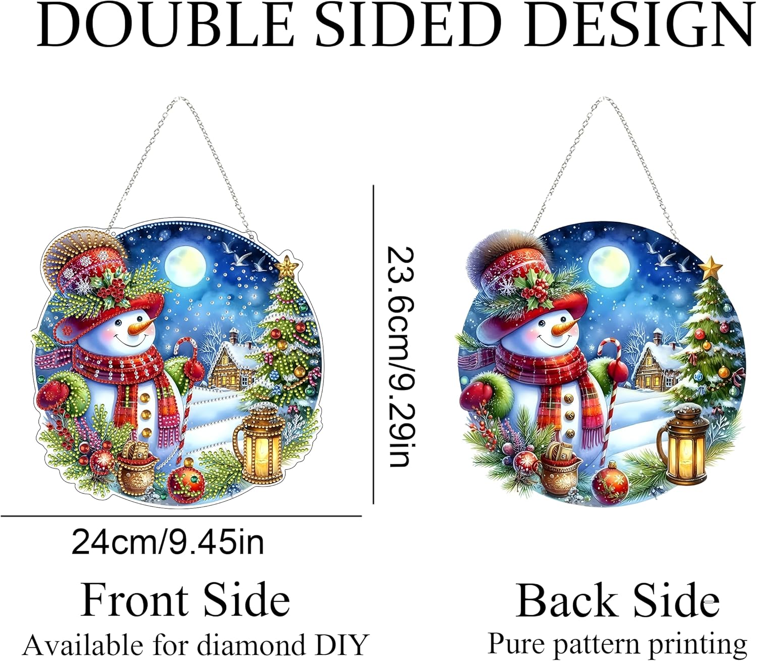 DIY Acrylic Diamond Art Painting Wreath Kit Snowman 5D