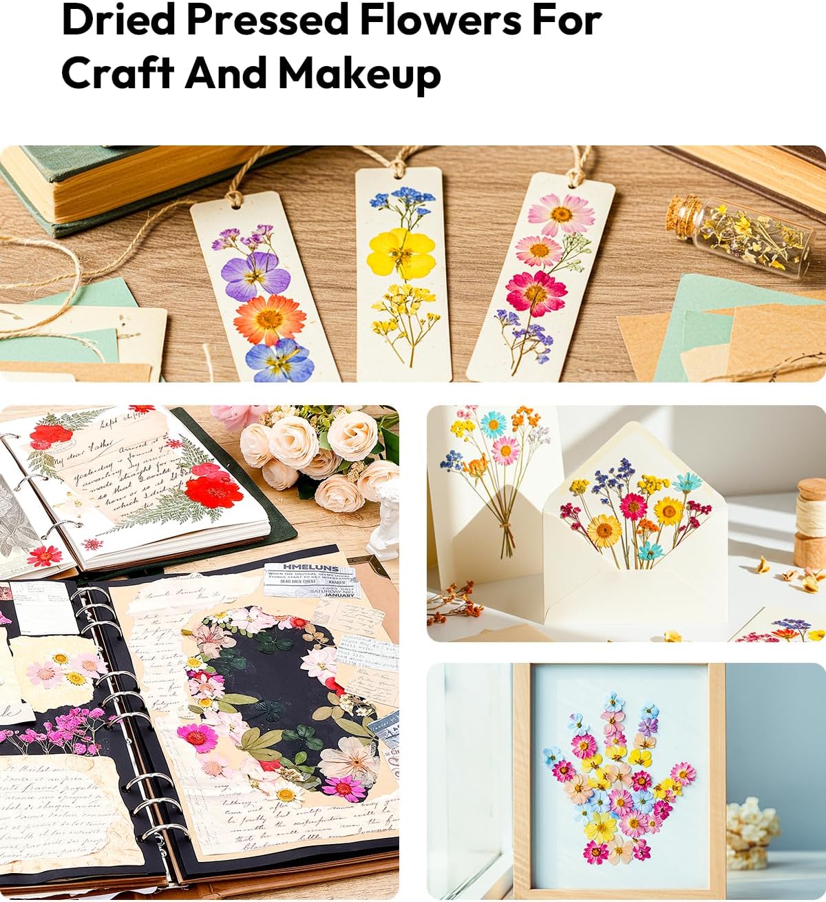 Resiners 174Pcs Dried Flowers Pressed for Crafts