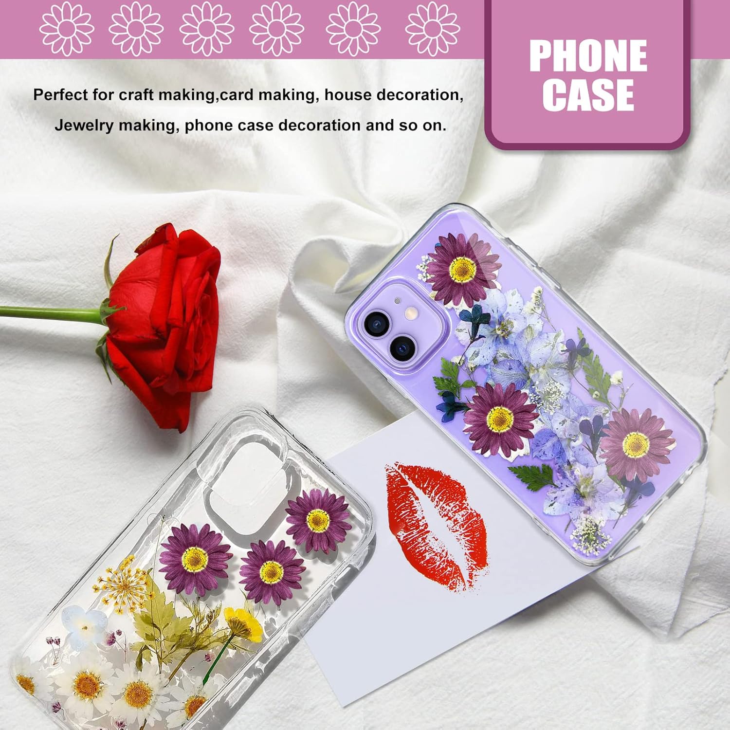 Purple Dried Sunflowers Margarita Daisies for Resin Crafts 60PCS